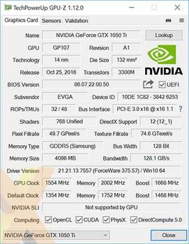 Gtx 1050 best sale ti cpu z